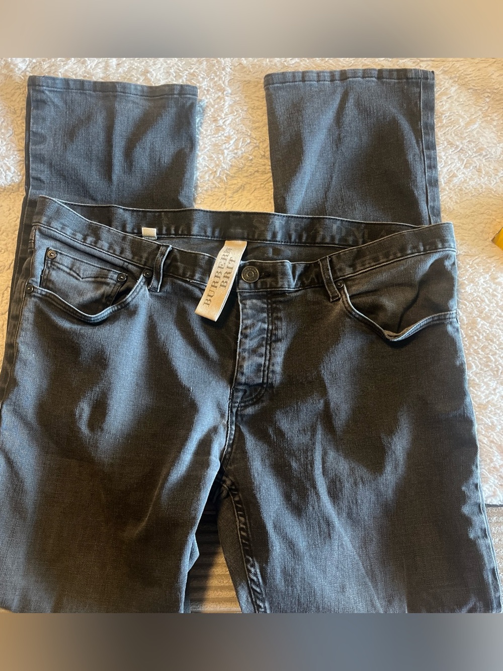 Burberry Brit Jeans Denim 36x34 Steadman Slim Fit Charcoal Black Pants Cotton